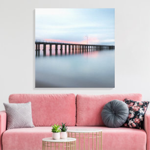 Lugnen Beval Pier Ocean Sunset Canvastryck