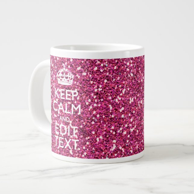 Lugnen Fuchsia Rosa Behålla har din text Jumbo Mugg (Framsida vänster)