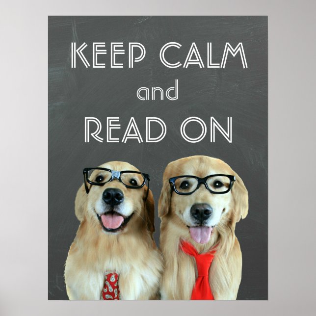 Lugnen Golden Retriever Behålla Läs på klassrum Poster (Framsidan)