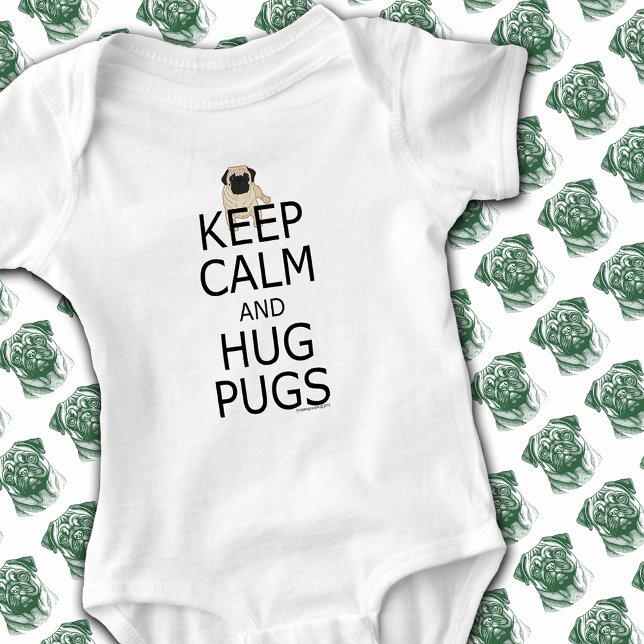 Lugnen Hug Pugs till Behålla T-shirt ( Hug Pugs to Keep Calm Baby Bodysuit)
