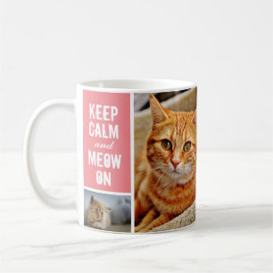 Lugnen Modern Rosa Behålla Meow på katt 7 fotokoll Kaffemugg