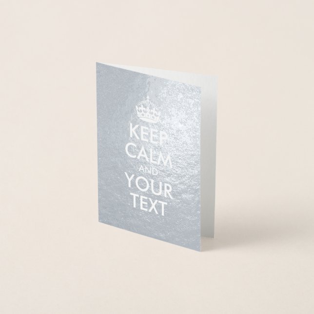 Lugnen silver och vit Behålla och din text Folierat Kort (Framsida)
