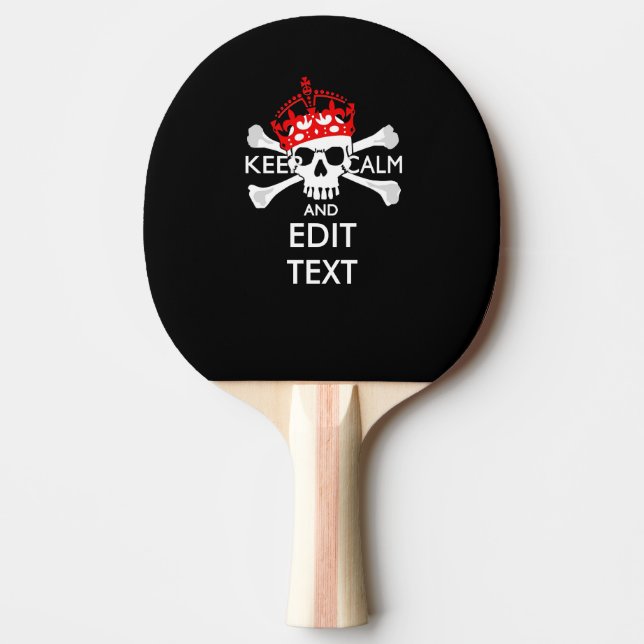 Lugnen Text Behålla Red Krona Crossbone Skull Pingisracket (Framsidan)