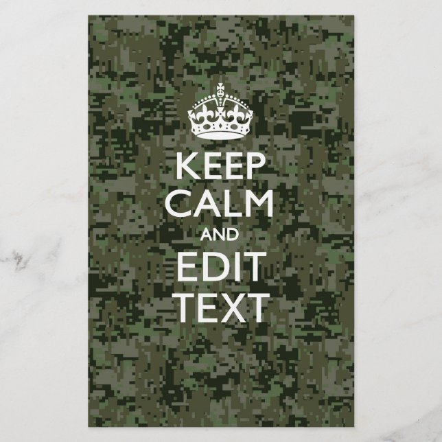 Lugnen Text Digital Camouflage Woodland Behålla  Brevpapper (Framsida)