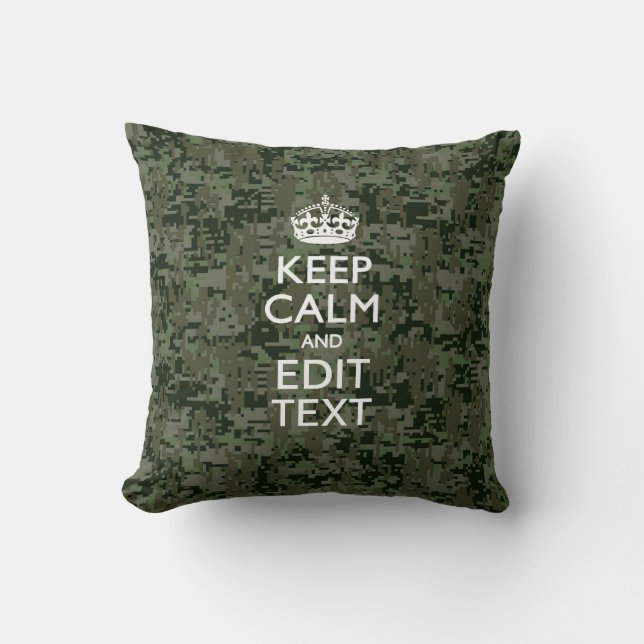 Lugnen Text Digital Camouflage Woodland Behålla  Kudde (Framsida)