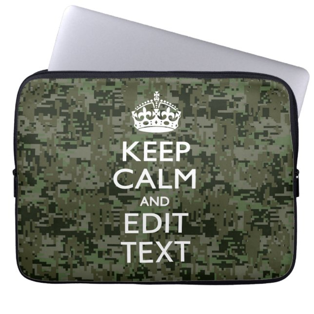 Lugnen Text Digital Camouflage Woodland Behålla  Laptop Fodral (Framsidan)