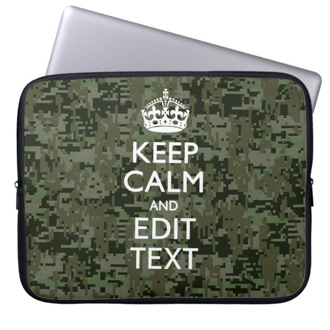 Lugnen Text Digital Camouflage Woodland Behålla  Laptop Sleeve (Framsidan)