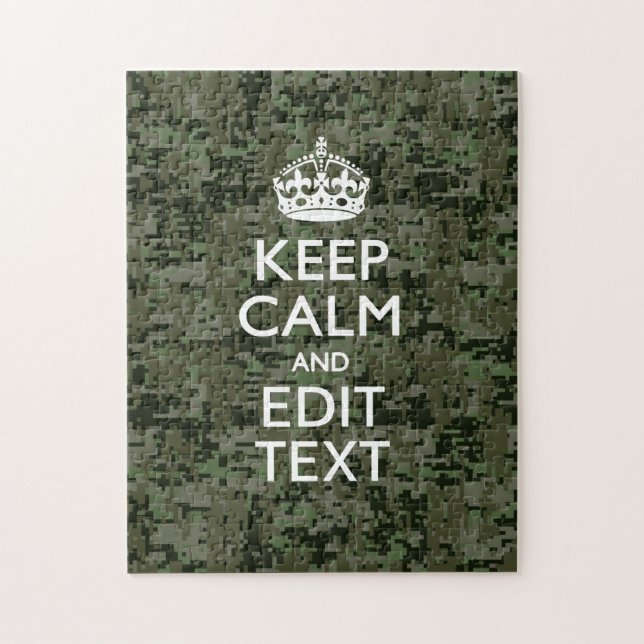 Lugnen Text Digital Camouflage Woodland Behålla  Pussel (Vertikal)