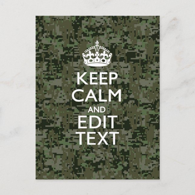 Lugnen Text Digital Camouflage Woodland Behålla  Vykort (Framsida)