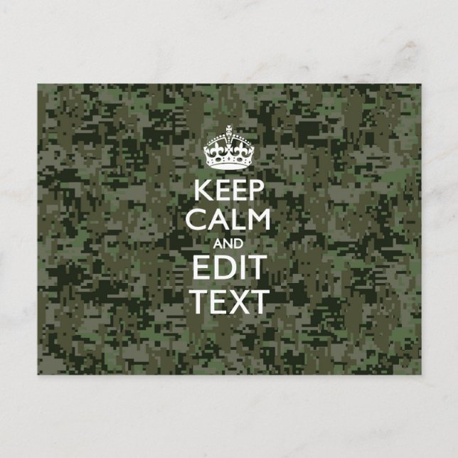 Lugnen Text Digital Camouflage Woodland Behålla  Vykort (Framsida)