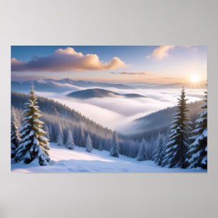 Lugnen Vinternatur för bildtexter liggande berg Poster