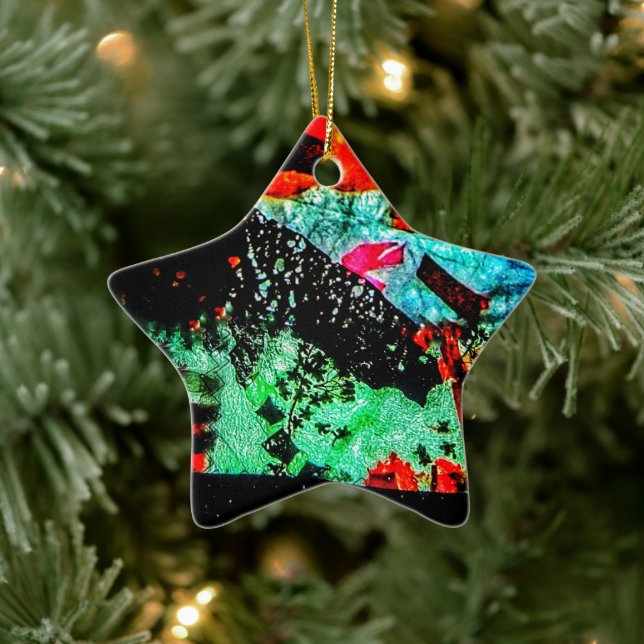 Lugnens abstrakt, prydnadsstjärna,Rensa torr blomm Julgransprydnad Keramik (Träd)