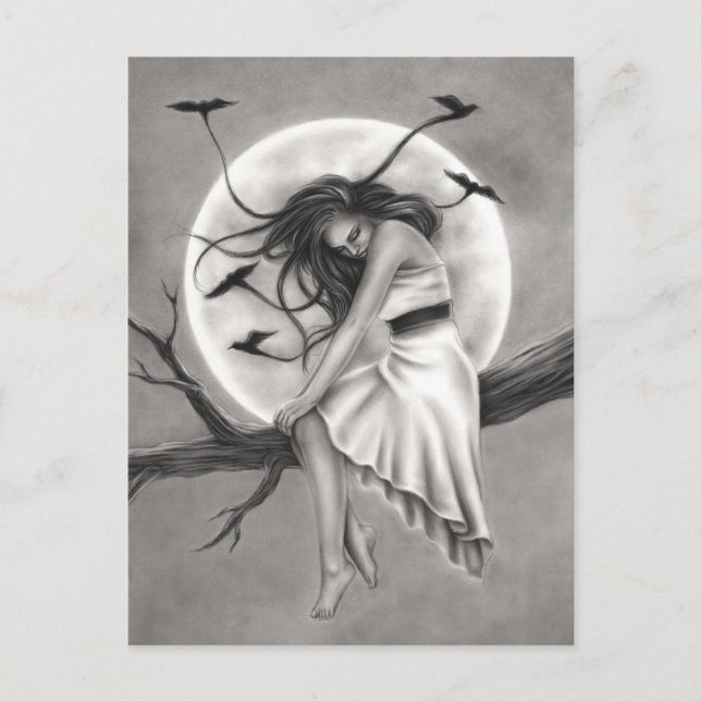Lugnhet flygande fåglar kvinna Postkort Vykort (Framsida)
