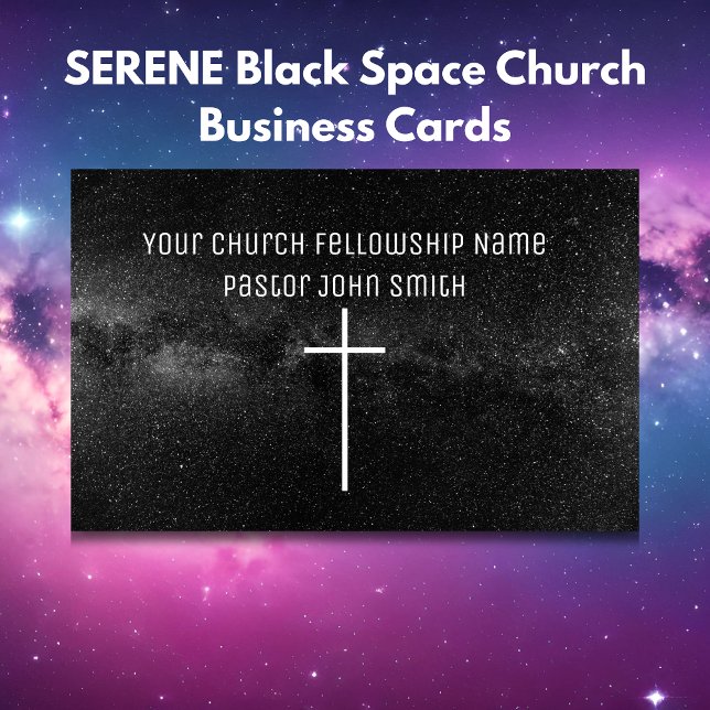 Lugnliga svarta rymdkyrka visitkort (SERENE Black Space Church Business Cards)