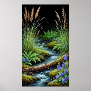 🌿 Lugnt skogsström med vilda blommor Poster