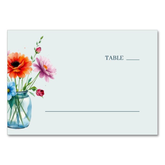 Lugnvattenfärgblommor i pastell bordsnummer (Framsidan)