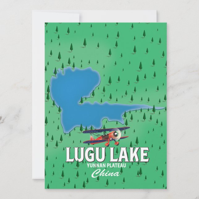 Lugu Lake, Yunnan platån, Kina karta (Framsida)