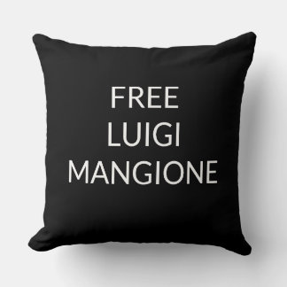 Luigi Mangione stödjmeddelande kudde