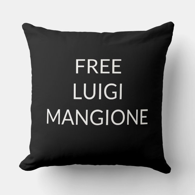 Luigi Mangione stödjmeddelande kudde (Framsida)