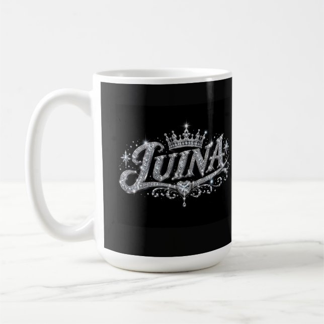 LUINA Lyxig Diamantkrona Anpassat Namn Present Kaffemugg (Vänster)