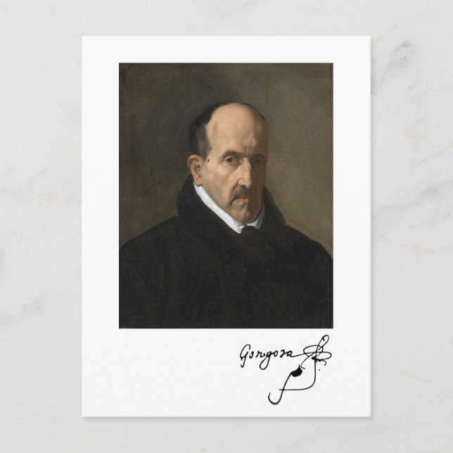 Luis de Góngora (porträtt/ namnteckning) vykort (Framsida)