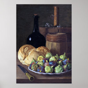 Luis Meléndez still Life med Figs och Bread Poster