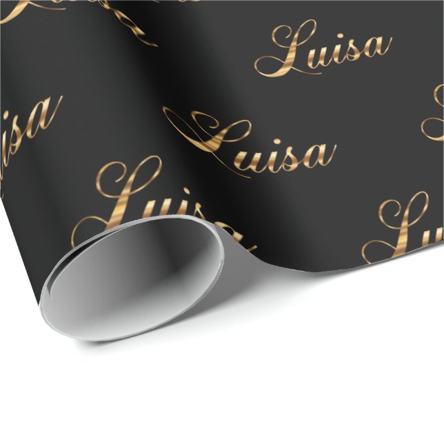 Luisa gold Design Lettering Geschenkpapier Presentpapper (Rullad Hörn)