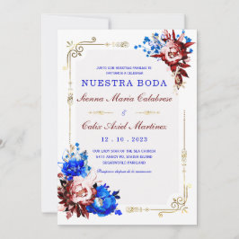 Lujo De Boda en Burdeos y Azul Inbjudningar
