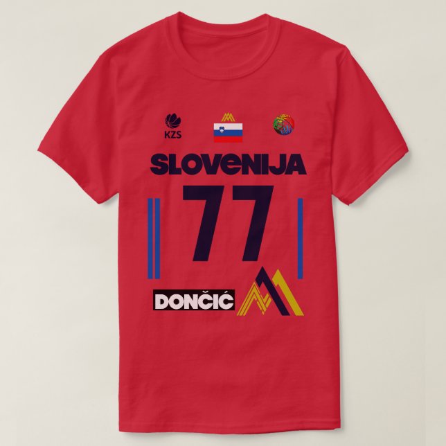 Luka Doncic Slovenija Fläkt Design 2 T Shirt (Design framsida)