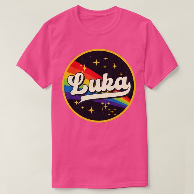 Luka Rainbow in Space Vintage Stil T Shirt (Design framsida)
