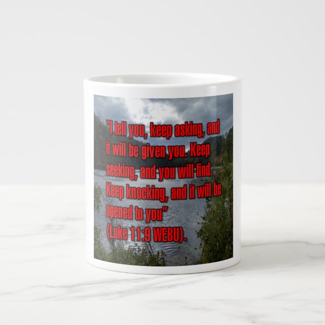 Lukas 11:9 WEBU Mugg Jumbo Mugg (Framsidan)
