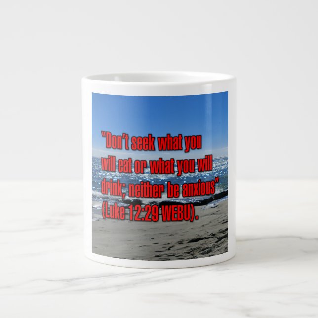 Lukas 12:29 WEBU Mugg Jumbo Mugg (Framsidan)