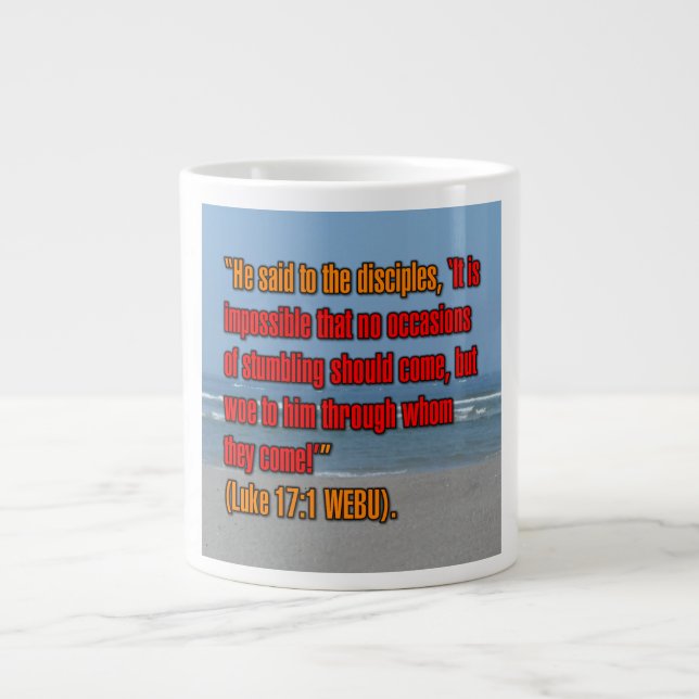 Lukas 17:1 WEBU Mugg Jumbo Mugg (Framsidan)