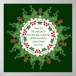 Lukas 2:11 Skrift för jul med järnek Poster