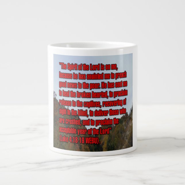 Lukas 4:18-19 WEBU Mugg Jumbo Mugg (Framsidan)