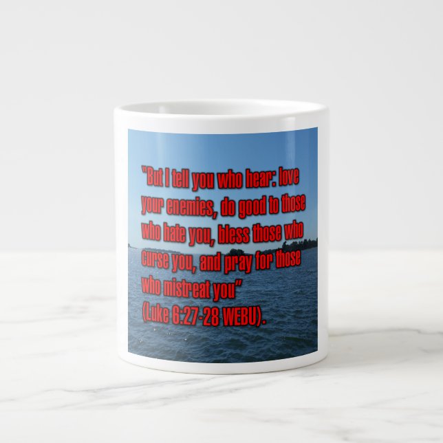 Lukas 6:27-28 WEBU Mugg Jumbo Mugg (Framsidan)