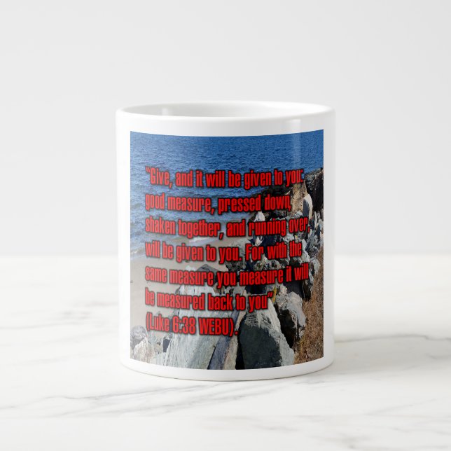 Lukas 6:38 WEBU Mugg Jumbo Mugg (Framsidan)