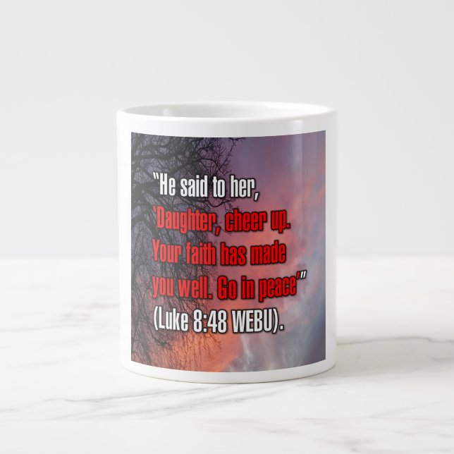 Lukas 8:48 WEBU Mugg Jumbo Mugg (Framsidan)