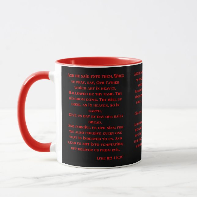 Luke 11:2-4 KJV Bible Scripture Two-Tone Mugg (Vänster)