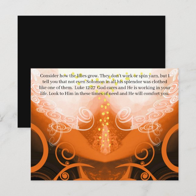 Luke 12:27 Tänk på hur liljorna växer. Vykort (Fram/baksida)