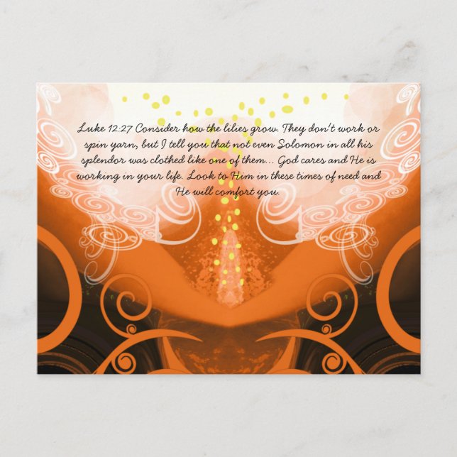Luke 12:27 Tänk på hur liljorna växer. Vykort (Framsida)