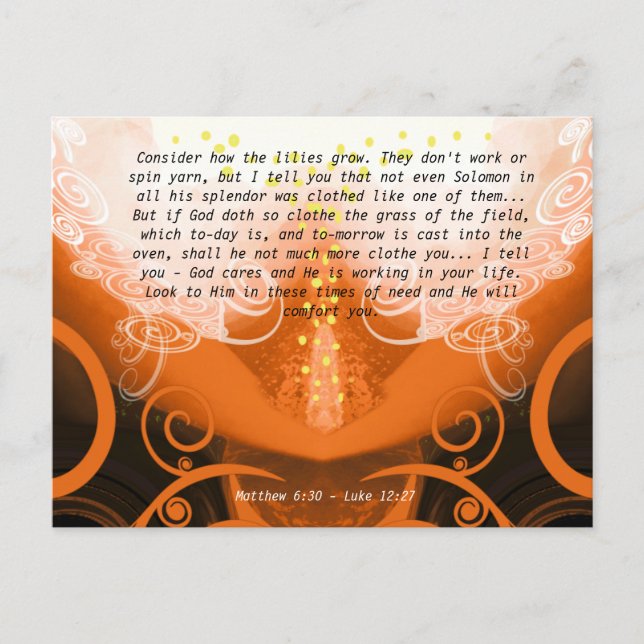 Luke 12:27 Tänk på hur liljorna växer. Vykort (Framsida)