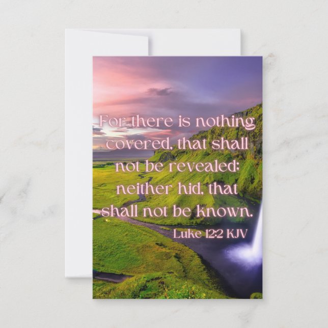 Luke 12:2 KJV Bible Verse Pic Flat Greeting Card Kort (Framsida)