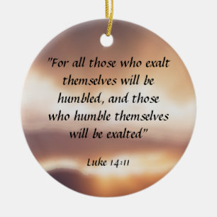 Luke 14:11 julgransprydnad keramik
