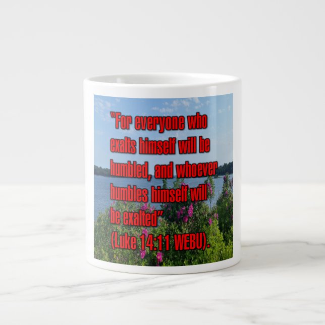 Luke 14:11 WEBU Mugg Jumbo Mugg (Framsidan)