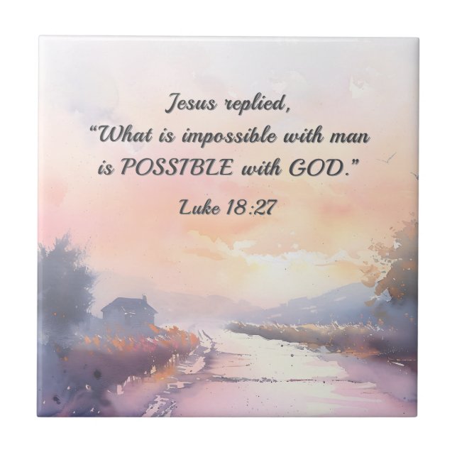 Luke 18:27 Jesus svarade Möjlig med Gud Bible Kakelplatta (Framsidan)