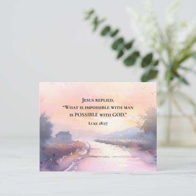 Luke 18:27 Jesus svarade Möjlig med Gud Bible Vykort (Stående Fram)