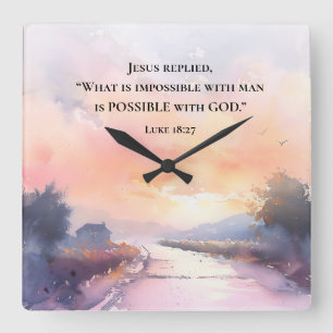 Luke 18:27 Möjlig med Gud, Jesus Bible Verse Fyrkantig Klocka