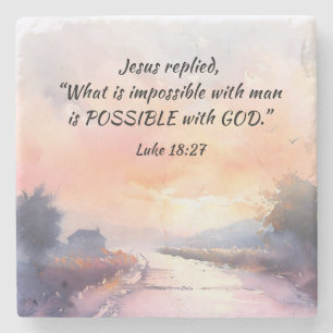 Luke 18:27 Möjlig med Gud, Jesus Bible Verse Stenunderlägg