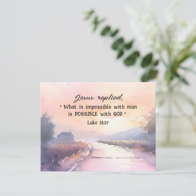 Luke 18:27 Möjligt med Jesus bibelkort (Stående Fram)